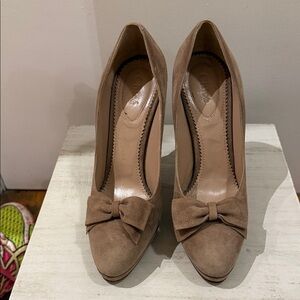 Chloe Chic Brown Suede Bow Pumps